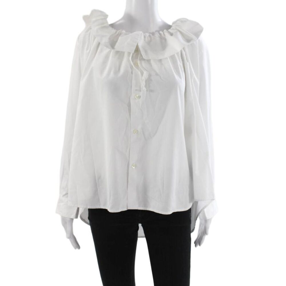 Comme Des Garcons Womens Tunic Blouse White Cotton Long Sleeve Size M